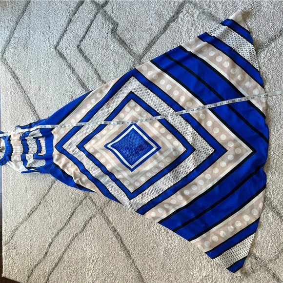 ELIZA J long maxi Halter Dress blue cream tan black 2 - Picture 9 of 14